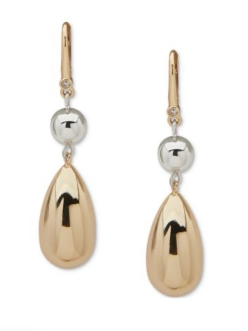 DKNY Two-Tone Puffy Double Drop Earrings